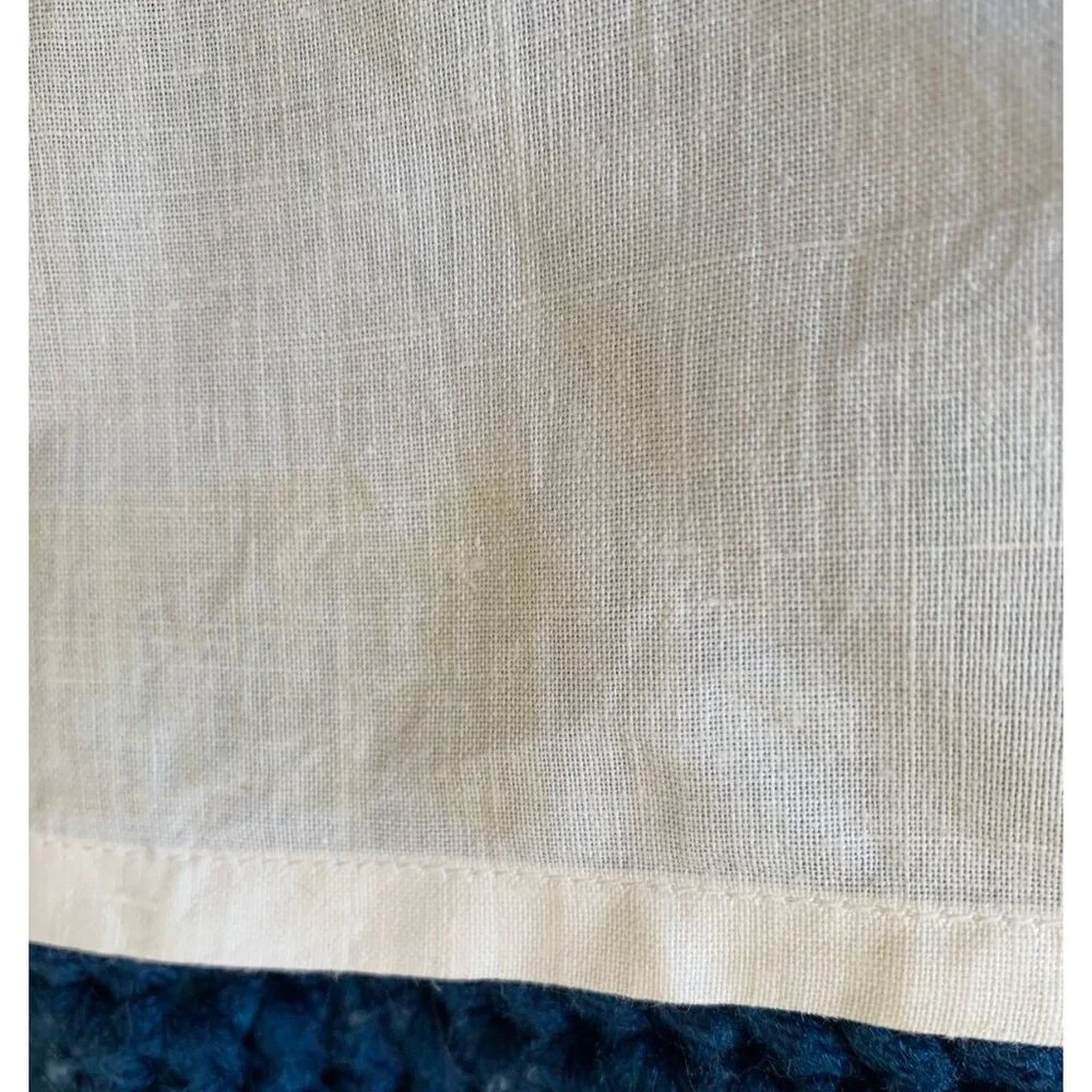 Vintage HAND PAINTED Linen Tea Towels FLORAL Hemstitch Set of 2 NOS 21